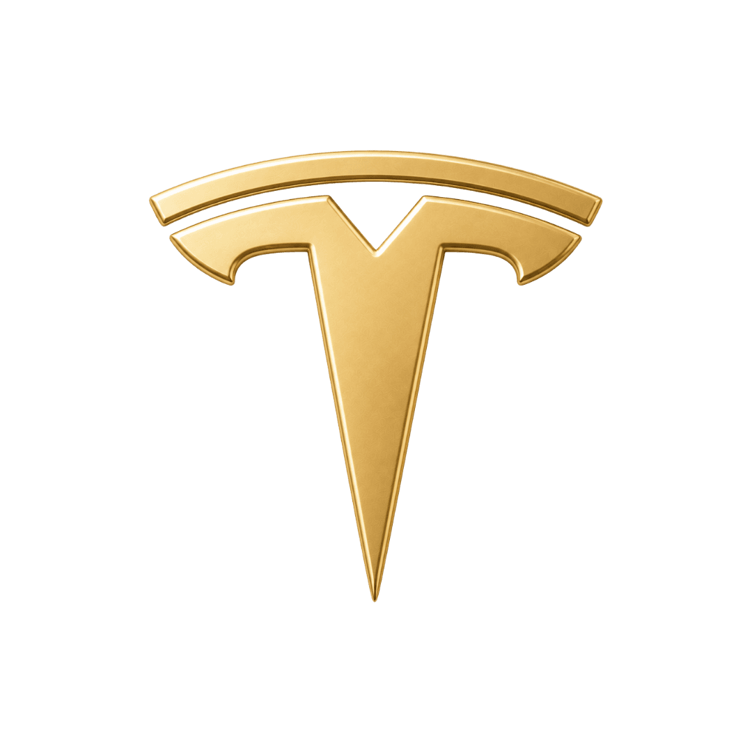 Tesla gold emblem